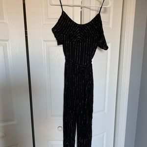 Sparkly Pin Striped Black Jumpsuit